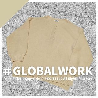 GLOBAL WORK ニット Lサイズ クリーム ベージュ 毛 ✓1988