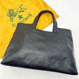 イルビゾンテ(IL BISONTE)の美品✨ イルビゾンテ ILBISONTE トートバッグ　 シボ革 黒 保存袋付き(トートバッグ)