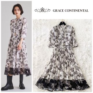 グレースコンチネンタル(GRACE CONTINENTAL)のGRACE CONTINENTAL バイカラーサラサ ワンピース キナリ 36 (ロングワンピース/マキシワンピース)