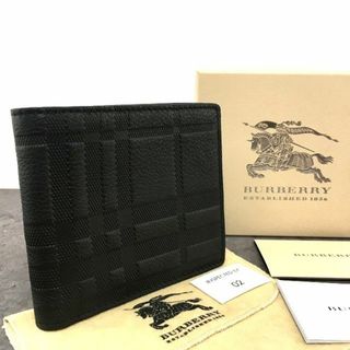 バーバリー(BURBERRY)の美品 バーバリー 札入れ ブラック レザー バーバリーチェック 346(折り財布)