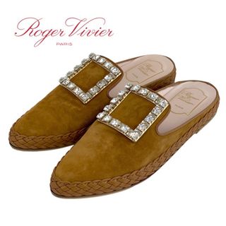 ロジェヴィヴィエ(ROGER VIVIER)のロジェヴィヴィエ Roger Vivier フラットシューズ 靴 シューズ スエード キャメル ミュール ストラスバックル ビジュー(ミュール)