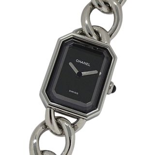 CHANEL - シャネル CHANEL 時計 レディース ブランド プルミエール クオーツ QZ ステンレス SS H0452 Lサイズ シルバー ブラック チェーン 磨き済み 【中古】