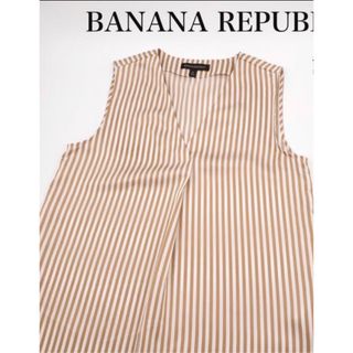 バナナリパブリック(Banana Republic)のバナナリパブリック　ノースリーブシャツ　ストライプ　サイズS(シャツ/ブラウス(半袖/袖なし))