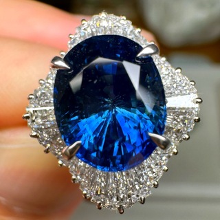 非加熱　ロイヤルブルー　サファイア　4.30ct ダイヤモンド　リング GIA(リング(指輪))