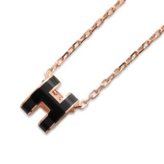 エルメス(Hermes)のエルメス ネックレス ミニ・ポップアッシュ ブラック/ピンクゴールド金具 HERMES Pop H アクセサリー ポップH 黒(ネックレス)