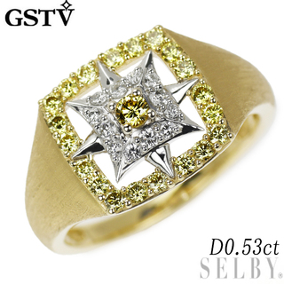 GSTV K18YG/Pt950 カラーレス/トリートイエローダイヤモンド リング 0.53ct(リング(指輪))