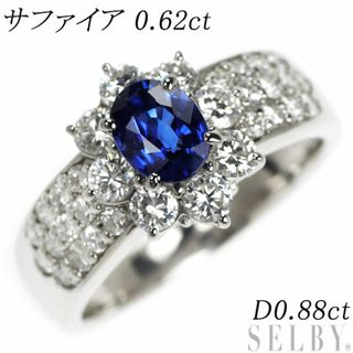 Pt900 サファイア ダイヤモンド リング 0.62ct D0.88ct(リング(指輪))