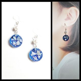 No.1304-A　小ぶり☆ピアス・イヤリング(ブルー)(ピアス)