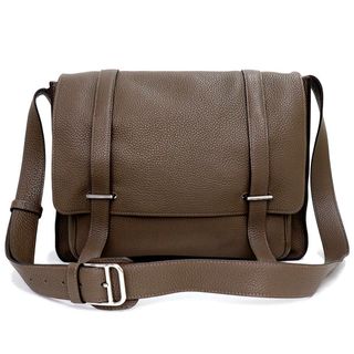 エルメス(Hermes)のエルメス スティーブ ブザス 35 メッセンジャー ショルダーバッグ 斜め掛け トリヨンクレマンス レザー Etoupe エトゥープ エトープ ブラウン バイカラー 茶 紺 シルバー金具 □R刻印 HERMES（中古）(ショルダーバッグ)