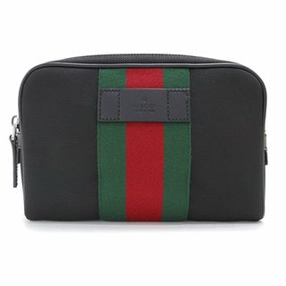 グッチ(Gucci)のグッチ シェリー ウェビングライン ベルト ウエスト ボディバッグ 斜め掛け テクノキャンバス レザー ブラック 黒 アンティークシルバー金具 630919 GUCCI（未使用　展示品）(ボディーバッグ)