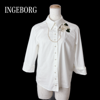 INGEBORG - INGEBORG インゲボルグ　バラ　ローズ　パール　刺繍　ブラウス　シャツ　