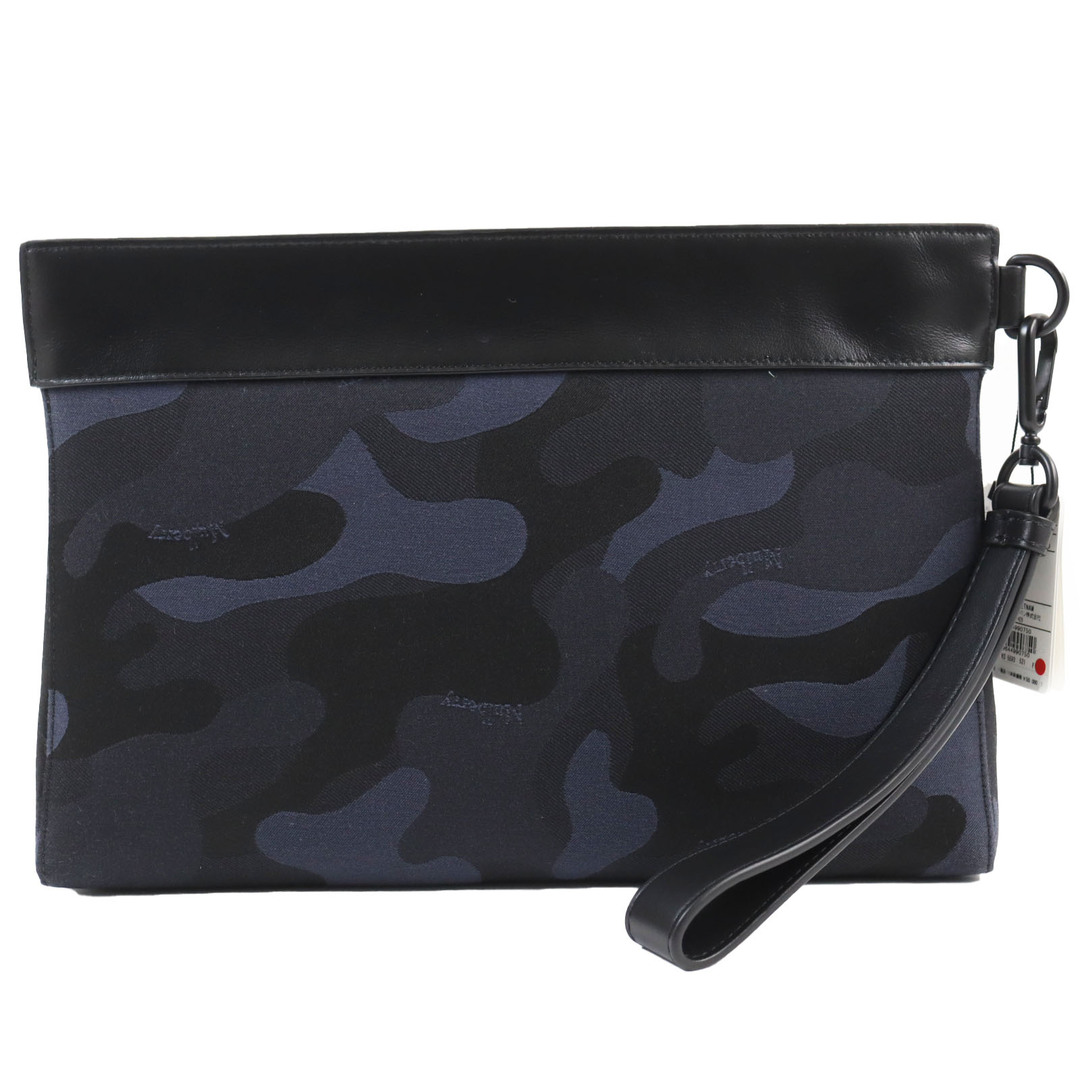 Mulberry - 未使用品●MULBERRY マルベリー RL5593 レザー ロゴ入り カモフラ・迷彩柄 ポーチ セカンドバッグ クラッチバッグ ネイビー ブラック メンズ レディース 定価55,000円