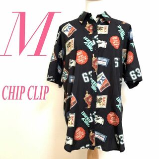 CHIP CLIP M 半袖シャツ 総柄 派手 ブラック レッド ホワイト(シャツ/ブラウス(半袖/袖なし))