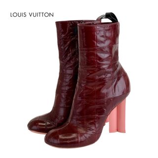 ルイヴィトン(LOUIS VUITTON)のルイヴィトン LOUIS VUITTON シルエットライン ブーツ ショートブーツ 靴 シューズ レザー ボルドー ピンク アンクルブーツ モノグラム(ブーツ)