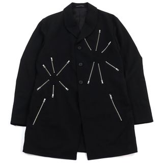 Yohji Yamamoto POUR HOMME - 極美品○Yohji Yamamoto POUR HOMME ヨウジヤマモトプールオム 19SS HH-J31-100 花火ジップ ウール100% ランウェイ着用 シングル デザインファスナージャケット ブラック 4 日本製 正規品 メンズ