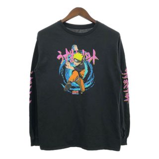 NARUTO Shippuden ナルト 疾風伝 長袖Ｔシャツ アニメT 袖プリント キャラクター ブラック (メンズ M) 中古 古着 Q7553(Tシャツ/カットソー(七分/長袖))