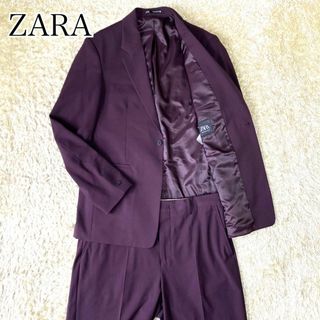 ザラ(ZARA)のZARA テーラードジャケット 1つボタン パンツ  スーツ セットアップ 紫(セットアップ)