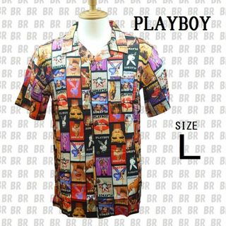 新品　Ｌ　PLAYBOY　アロハシャツ　半袖　カラフル　プレイボーイ