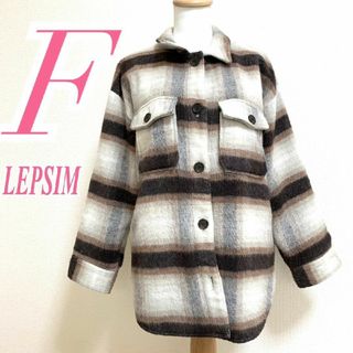 レプシィム(LEPSIM)のレプシィム　ブルゾン　F　ブラウン　ホワイト　アウター　チェック　ポリ　アクリル(ブルゾン)