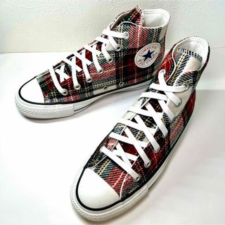 コンバース(CONVERSE)の【コンバース】オールスター ハイカットスニーカー 23.5cm 赤チェック 美品(スニーカー)