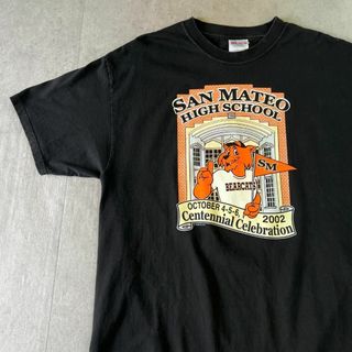 ヘインズ(Hanes)のカレッジプリント　アニマル　肉球　Hanes　Tシャツ　古着　ブラック　L(Tシャツ/カットソー(半袖/袖なし))