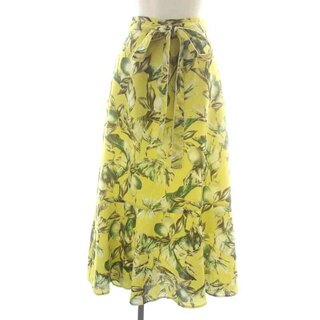 フレイアイディー(FRAY I.D)のフレイアイディー トロピカル柄フレアSK スカート ロング 0 S 黄色 緑 黒(ロングスカート)