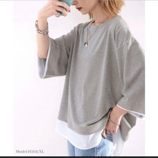 クラシカルエルフ(Classical Elf.)の●新品　クラシカルエルフ　重ね着風　Tシャツ　大きいサイズ(カットソー(半袖/袖なし))