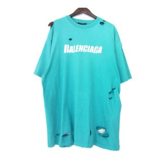 バレンシアガ(Balenciaga)のバレンシアガ BALENCIAGA ■ 22AW 【 641675 TMVH3 】 ダメージ 加工 ロゴ プリント 半袖 Tシャツ w19168(Tシャツ/カットソー(半袖/袖なし))