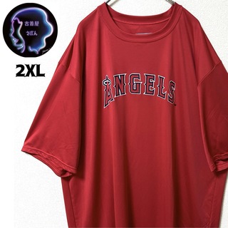 輸入品 半袖Tシャツ ポリエステル エンゼルス MLB 2XL ゆるだぼ 古着(Tシャツ/カットソー(半袖/袖なし))