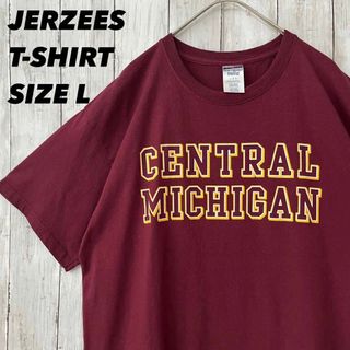 ジャージーズ(JERZEES)のアメリカ古着　JERZEES カレッジプリントTシャツ　L エンジ　ユニセックス(Tシャツ/カットソー(半袖/袖なし))