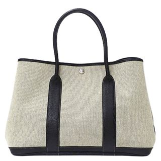 エルメス(Hermes)のエルメス HERMES バッグ レディース ブランド トートバッグ ハンドバッグ ガーデンパーティ PM トワルアッシュ ブラック ナチュラル シルバー金具 おしゃれ おでかけ 【中古】(トートバッグ)