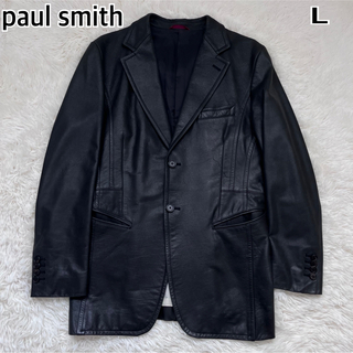 Paul Smith - ポールスミス 牛革レザー テーラードジャケットLブラック メンズスーツ 本革