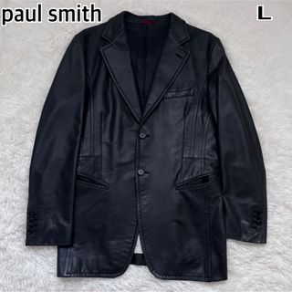 Paul Smith - ポールスミス 牛革レザー テーラードジャケットLブラック メンズスーツ 本革