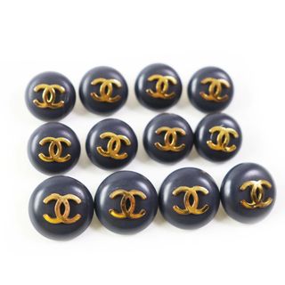 CHANEL - 美品◎CHANEL シャネル ヴィンテージ ココマークボタン 合計12個（大：4個　小：8個） ダークネイビー ゴールド金具 レディース