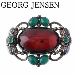 ジョージジェンセン(Georg Jensen)のジョージジェンセン ヴィンテージ ブローチ 希少 #78 琥珀 コハク グリーンアゲート シルバー DENMARK GEORG JENSEN【17451】(ブローチ/コサージュ)