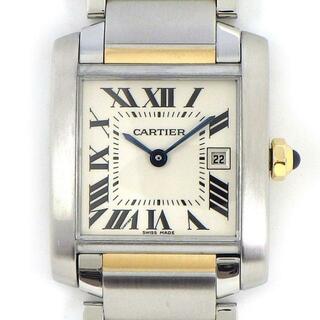 カルティエ(Cartier)のカルティエ Cartier 腕時計 タンクフランセーズ MM W51012Q4 ローマ数字インデックス スクエア ホワイト文字盤 白 デイト K18YG SS クオーツアナログ 【中古】(腕時計)