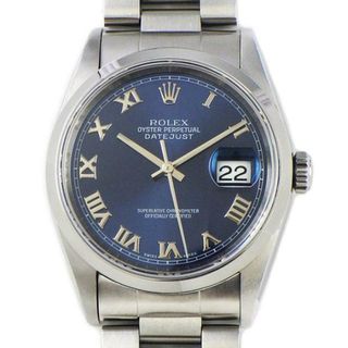 ロレックス(ROLEX)のロレックス Rolex 腕時計 デイトジャスト 16200 ローマ数字 インデックス サンレイ デイト ブルー 文字盤 SS 自動巻き 【箱・保付き】 【中古】(腕時計(アナログ))