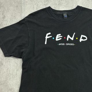 ヴィンテージ(VINTAGE)のFEND　FRIENDSパロディ　ロゴマーク　半袖Tシャツ　古着　ブラック　L(Tシャツ/カットソー(半袖/袖なし))