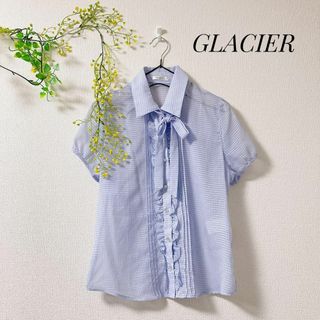 HONEYS - GLACIER パステル チェック ボウタイ ブラウス リボン フリル シャツ