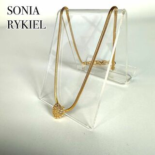 ソニアリキエル(SONIA RYKIEL)のSONIA RYKIEL ハート ラインストーン ビジュー ネックレス ゴールド(ネックレス)