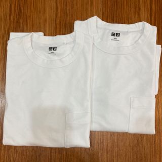 ユニクロ(UNIQLO)のUNIQLO　キッズ160 白Tシャツ2枚セット(Tシャツ/カットソー)