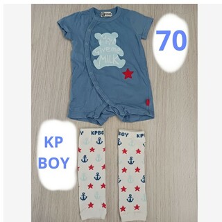 ケーピーボーイ(KP BOY)の子供服ベビー服70　夏ロンパースカバーオール　セット　レッグウォーマーkpboy(ロンパース)