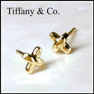 ティファニー(Tiffany & Co.)のティファニー　クロス　ステッチ　K18 イエローゴールド　ピアス　18金　美品(ピアス)