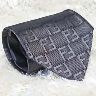 フェンディ(FENDI)のフェンディ　FENDI　ネクタイ　レギュラータイ　グレー　総ズッカ柄　シルク混(ネクタイ)