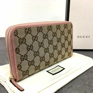 グッチ(Gucci)の極美品 GUCCI ジップウォレット 363423 GGキャンバス ピンク 22(財布)