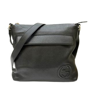 グッチ(Gucci)の　グッチ GUCCI インターロキングG ショルダーバッグ 322059 ブラック レザー メンズ ショルダーバッグ(ショルダーバッグ)