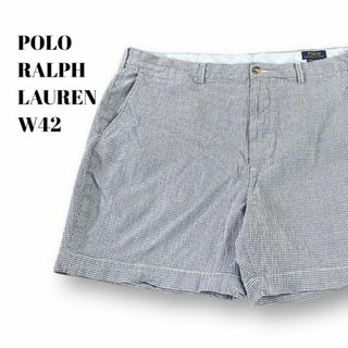 ポロラルフローレン(POLO RALPH LAUREN)のショートパンツ　ギンガムチェック　ポロラルフローレン　古着　紺白　W42(ショートパンツ)