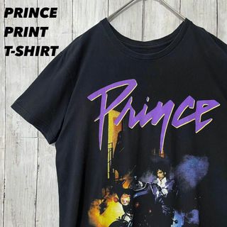 ミュージックティー(MUSIC TEE)のロックバンドTシャツ古着　PRINCEプリンスプリントTシャツ　サイズSM 黒(Tシャツ/カットソー(半袖/袖なし))