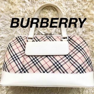 バーバリー(BURBERRY)のBURBERRY バーバリー　ハンドバック　キャンバス　ベージュ　白ノバチェック(ハンドバッグ)