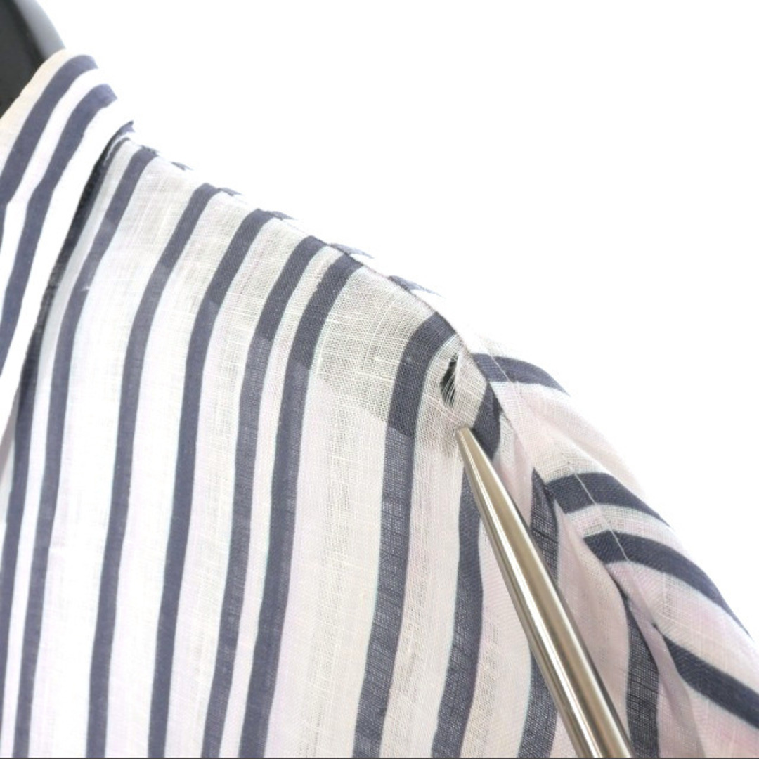 イートウツ E.TAUTZ リネンストライプシャツ 半袖 S ホワイト/ブルー メンズのトップス(シャツ)の商品写真